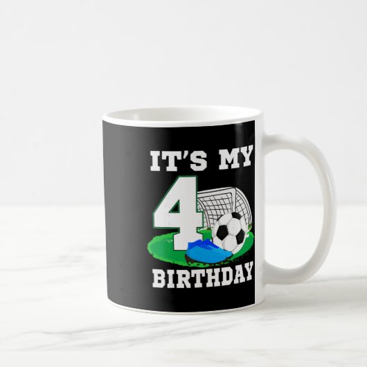 4歳の誕生日 サッカー 4th パーティー 男の子 コーヒーマグカップ (右)