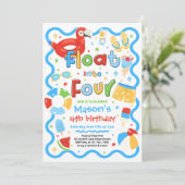 4歳の誕生日 サマープールパーティーに浮かんで 招待状 (スタンド正面)