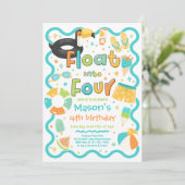 4歳の誕生日 サマー プールパーティー Float Into Four 招待状 (スタンド正面)