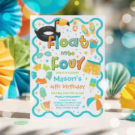 4歳の誕生日 サマー プールパーティー Float Into Four 招待状