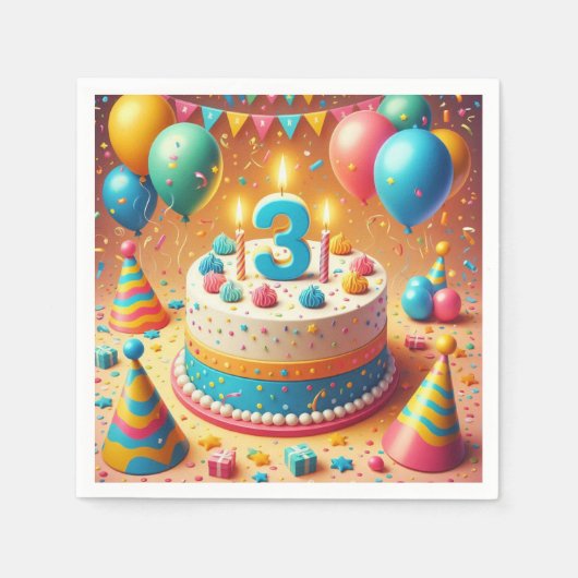 4歳の誕生日 スタンダードカクテルナプキン (正面)