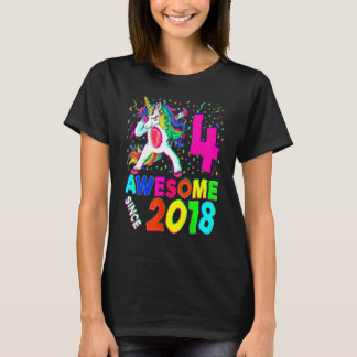 4歳の誕生日 ダビングユニコーン パーティー 4歳 女の子 Tシャツ