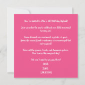 4歳の誕生日 ピンクとターコイズのマーメイド キャラクチャー 招待状 (裏面)