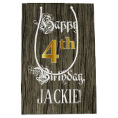 4歳の誕生日：フェイク金ゴールドルック&ウッドパタフェイクーンM ミディアムペーパーバッグ (正面)