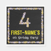 4歳の誕生日:フローラ花数,名前をカスタムする スタンダードランチョンナプキン (正面)