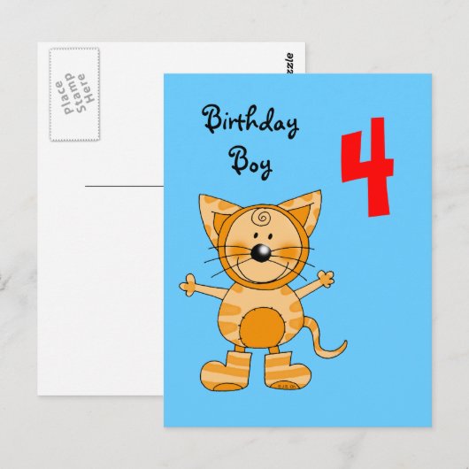 4歳の誕生日 ポストカード (正面/裏面)