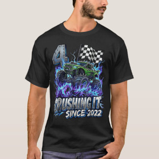 4歳の誕生日 モンスタートラック 4歳 男の子 誕生 Tシャツ