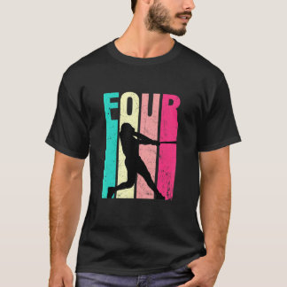 4歳の誕生日 レトロベースボール 4年目の誕生日 Tシャツ
