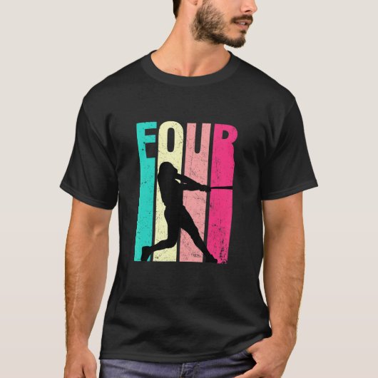 4歳の誕生日 レトロベースボール 4年目の誕生日 Tシャツ (正面)