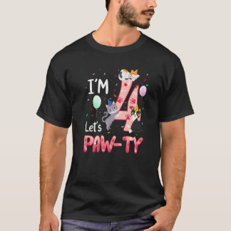 4歳の誕生日 女の子 猫 子猫 バースデーパーティー Tシャツ