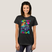 4歳の誕生日 恐竜 モンスタートラック Rawr 4歳児 Tシャツ (正面フル)