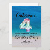 4歳の誕生日 招待状 (正面/裏面)