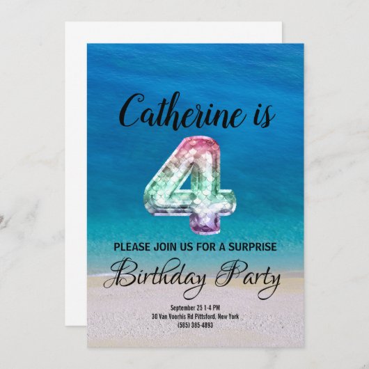 4歳の誕生日 招待状 (正面/裏面)