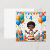 4歳の誕生日 招待状 (正面/裏面)