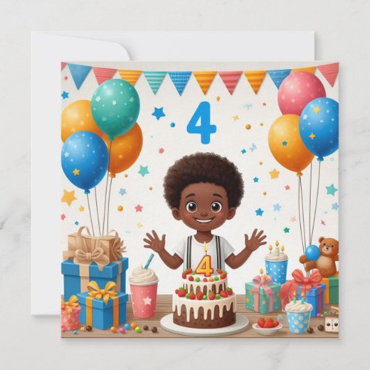 4歳の誕生日 招待状 (正面)