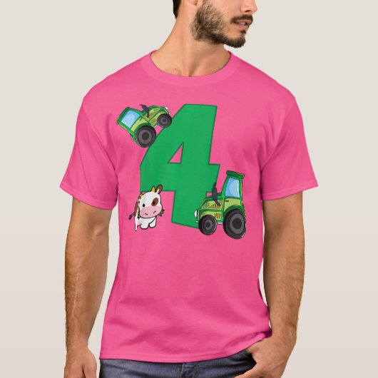 4歳の誕生日 男の子 トラック 農家 4歳の誕生日 Tシャツ (正面)