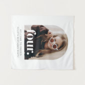 4歳の誕生日 4つのアーチ型写真 ウェルカムサイン タペストリー (正面(横))