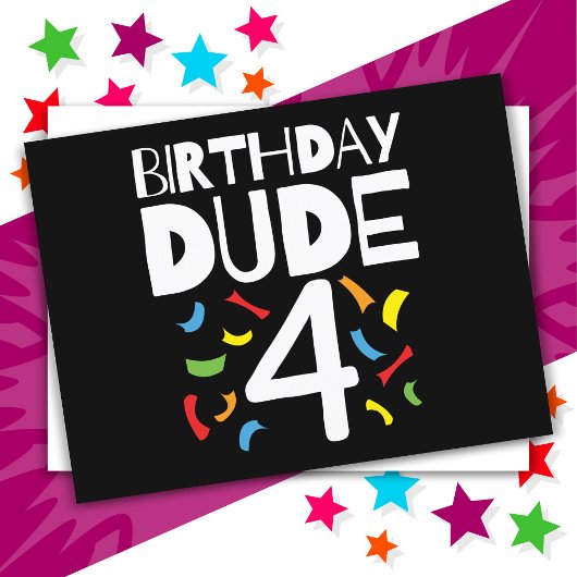 4歳の誕生日 4歳の男の子のパーティー 誕生日デュード4 ポストカード