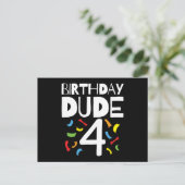 4歳の誕生日 4歳の男の子のパーティー 誕生日デュード4 ポストカード (スタンド正面)