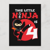 4歳の誕生日 4歳児の忍者パーティー 幼児忍者4 ポストカード (正面)