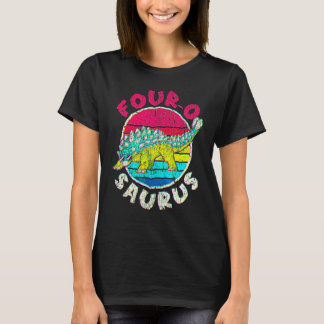 4歳の誕生日Four O Saurus I Ankylosaurus I Family Tシャツ