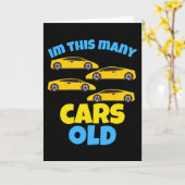 4歳の車の誕生日パーティーテーマ カード (黄色い花)