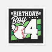 4歳の野球パーティーテーマ4歳の誕生日ボーイ スタンダードカクテルナプキン (正面)