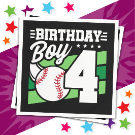 4歳の野球パーティーテーマ4歳の誕生日ボーイ スタンダードカクテルナプキン