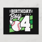 4歳の野球パーティーテーマ4歳の誕生日ボーイ ポストカード (正面)