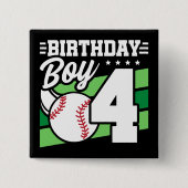 4歳の野球パーティーテーマ4歳の誕生日ボーイ 缶バッジ (正面)