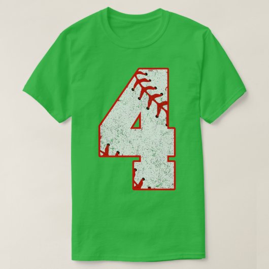 4歳の野球・恋人ナンバー4ヴィンテージ4th Bir Tシャツ (デザイン正面)