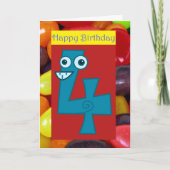 4歳の4歳の誕生日おめでとう カード (正面)