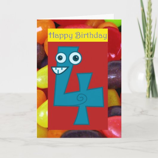 4歳の4歳の誕生日おめでとう カード (正面)