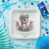 4歳オールドガールドラゴン ペーパープレート (パーティー)