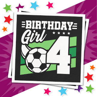 4歳サッカーサッカーパーティー4歳の誕生日 スタンダードカクテルナプキン