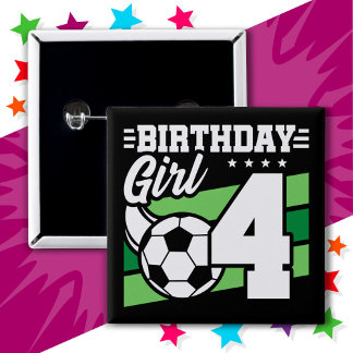 4歳サッカーサッカーパーティー4歳の誕生日 缶バッジ