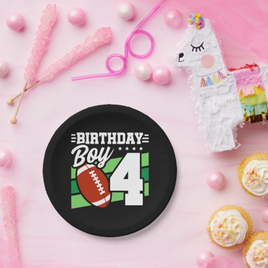 4歳サッカーパーティーテーマ4th誕生日ボーイ ペーパープレート (パーティー)
