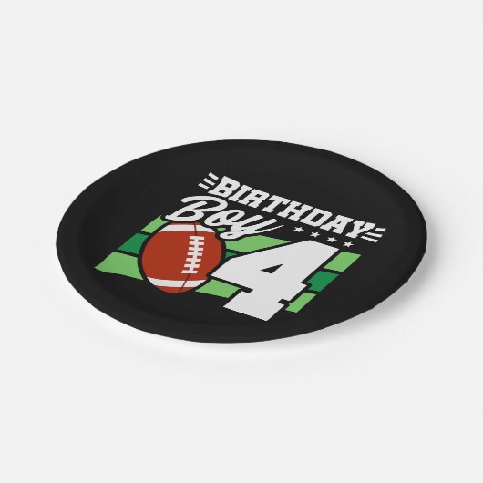 4歳サッカーパーティーテーマ4th誕生日ボーイ ペーパープレート (アングル)