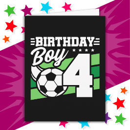 4歳サッカーパーティー4歳の誕生日ボーイ カード