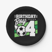 4歳サッカーパーティー4歳の誕生日ボーイ ペーパープレート (正面)