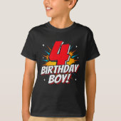 4歳スーパーヒーロー誕生日少年4歳の誕生日 Tシャツ (正面)