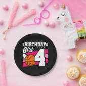 4歳バスケットボールパーティー4thバースデーガール ペーパープレート (パーティー)