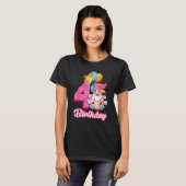 4歳ユニコーンプリンセス4th女の子誕生日ウニ tシャツ (正面フル)