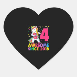 4歳ユニコーン浮き4歳の誕生日ガールユニ ハートシール