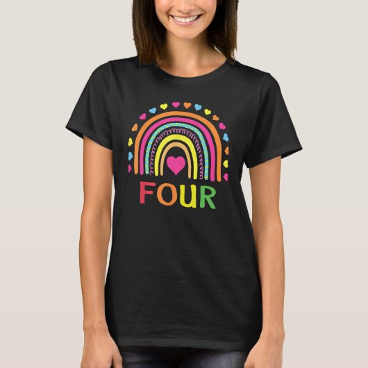 4歳レインボー4歳の誕生日ギフトfor Girls Bo Tシャツ (正面)