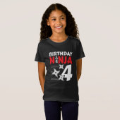 4歳忍者パーティースターキッズ4歳の誕生日 Tシャツ (正面フル)