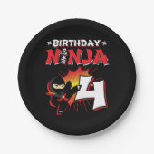 4歳漫画本スタイル忍者4歳の誕生日 ペーパープレート (正面)