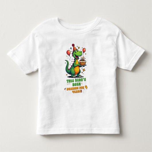 4歳用かわいい恐竜誕生日シャツ トドラーTシャツ (正面)