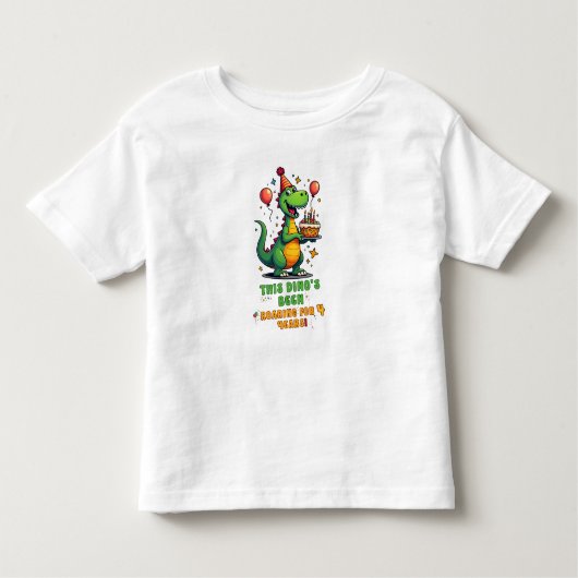 4歳用かわいい恐竜誕生日シャツ トドラーTシャツ (正面)