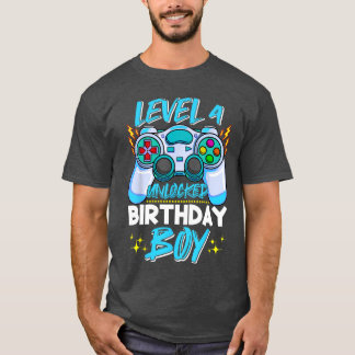 4歳男の子レベル4アンロック 4歳の誕生日ビデオ Tシャツ